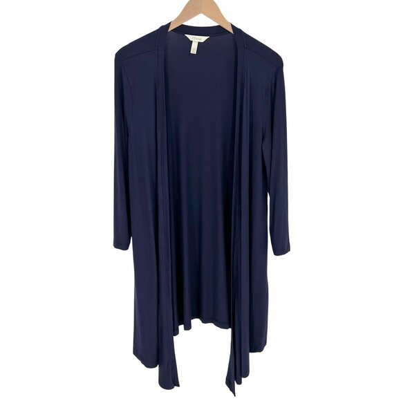 Soma Women Open Front Cardigan Sweater Size M Navy Blue Long Sleeve Soft Stretch - Picture 1 of 5